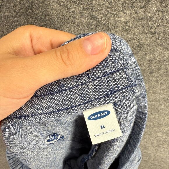 Old Navy Pants Women XL Blue High Rise Flat Front Drawstring Linen Chino Pockets - Picture 6 of 8